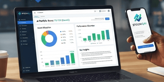 Portfolio analysis from a screenshot with STOCKIQAI — AI dashboard on desktop and mobile